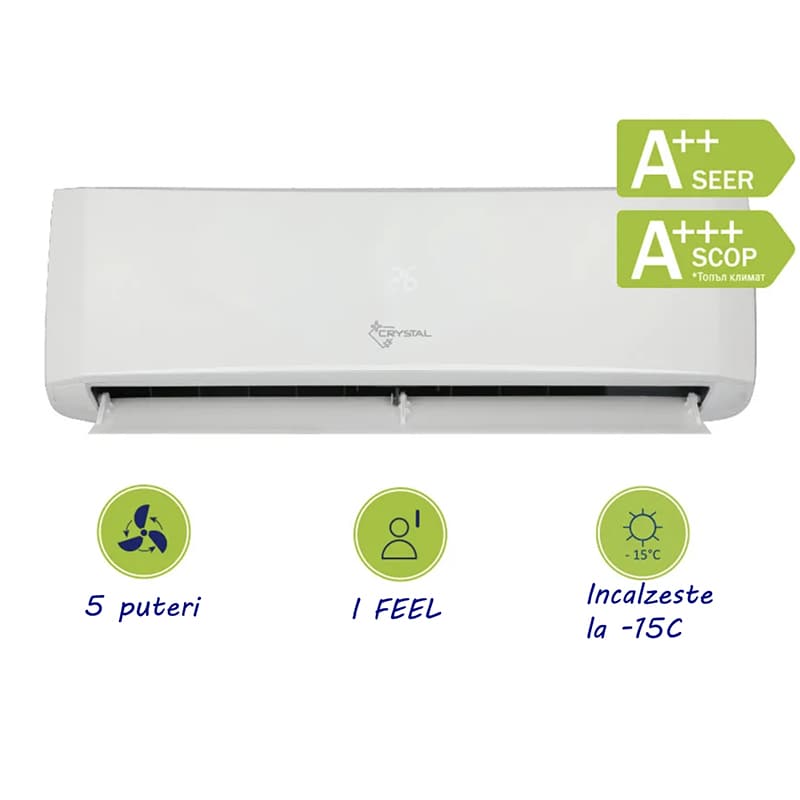 Aer conditionat HomeFort Crystal 12000 BTU Emerald Inverter R32-WiFi optional